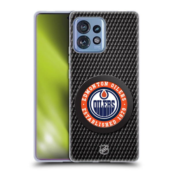 NHL Edmonton Oilers Puck Texture Soft Gel Case for Motorola Moto Edge 40 Pro/Plus 2023