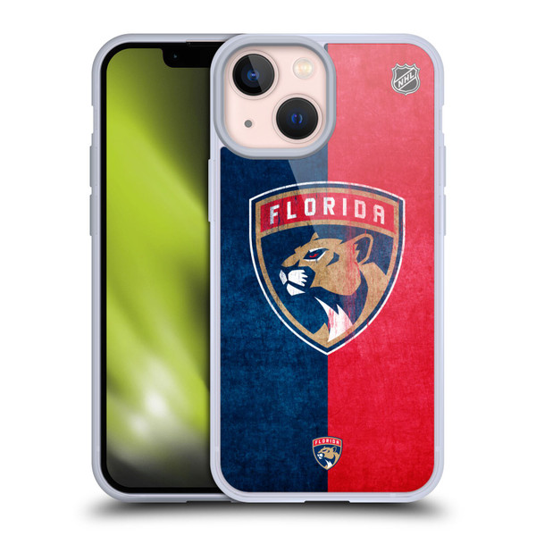NHL Florida Panthers Half Distressed Soft Gel Case for Apple iPhone 13 Mini