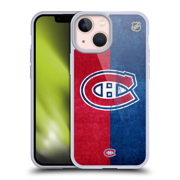 NHL Montreal Canadiens Half Distressed Soft Gel Case for Apple iPhone 13 Mini