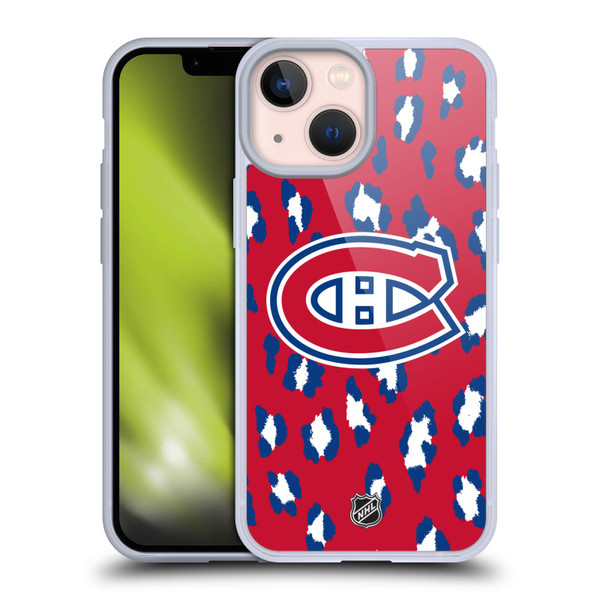 NHL Montreal Canadiens Leopard Pattern Soft Gel Case for Apple iPhone 13 Mini