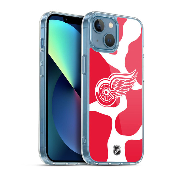 NHL Detroit Red Wings Cow Pattern Soft Gel Case for Apple iPhone 13 Mini & MagSafe