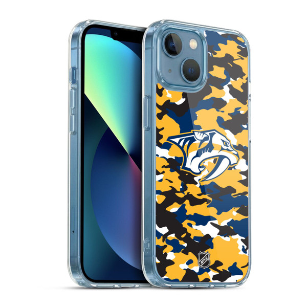 NHL Nashville Predators Camouflage Soft Gel Case for Apple iPhone 13 Mini & MagSafe