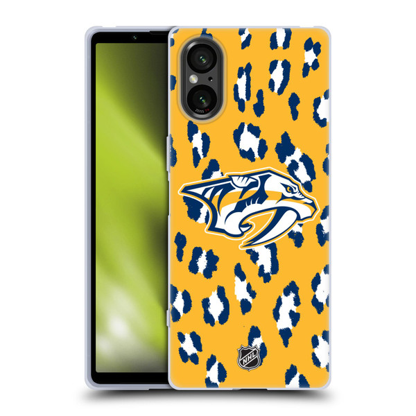 NHL Nashville Predators Leopard Pattern Soft Gel Case for Sony Xperia 5 V 5G