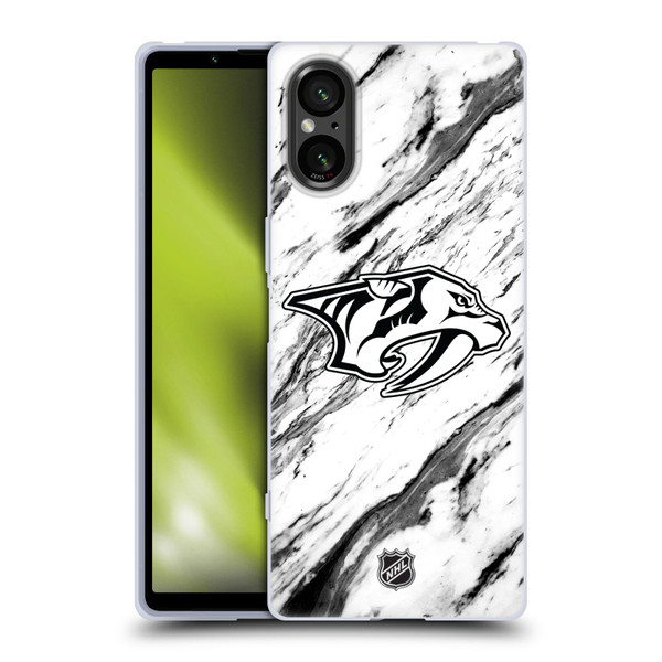 NHL Nashville Predators Marble Soft Gel Case for Sony Xperia 5 V 5G