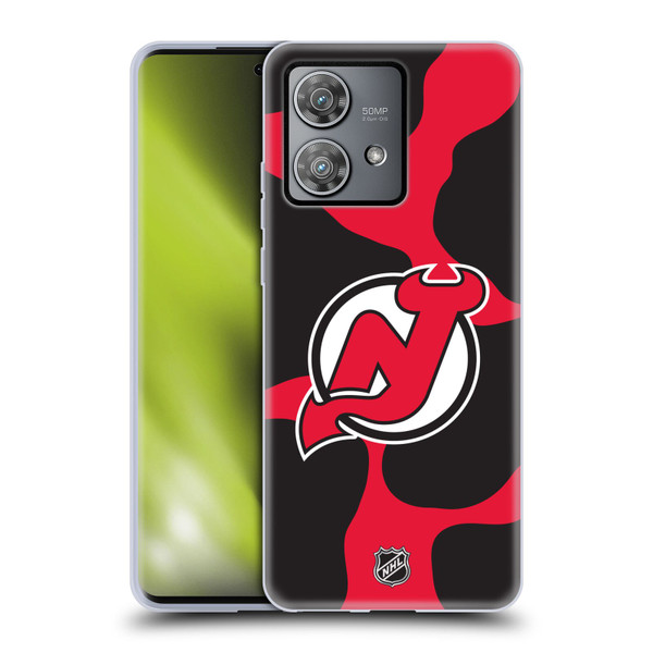 NHL New Jersey Devils Cow Pattern Soft Gel Case for Motorola Edge 40 Neo 5G