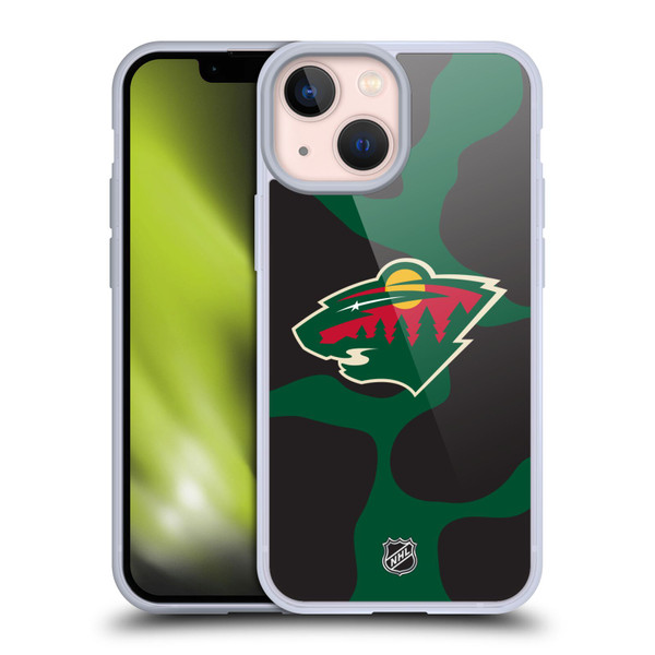 NHL Minnesota Wild Cow Pattern Soft Gel Case for Apple iPhone 13 Mini