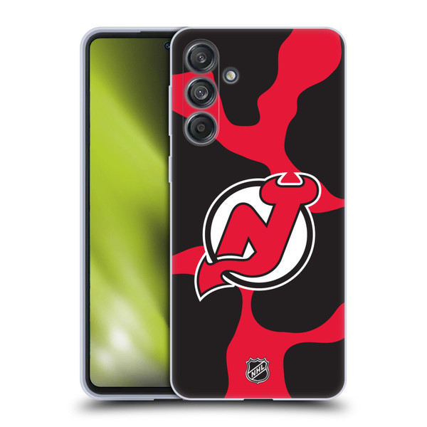 NHL New Jersey Devils Cow Pattern Soft Gel Case for Samsung Galaxy M55 5G