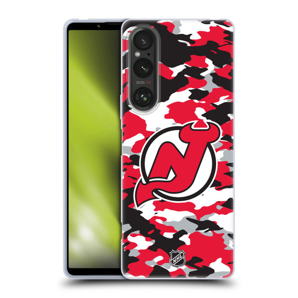 NHL New Jersey Devils Camouflage Soft Gel Case for Sony Xperia 1 V 5G
