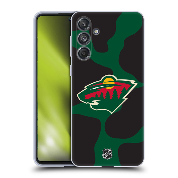 NHL Minnesota Wild Cow Pattern Soft Gel Case for Samsung Galaxy M55 5G