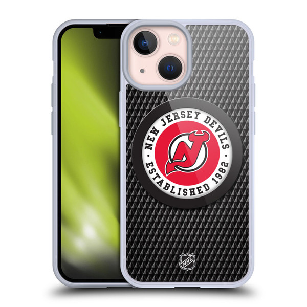 NHL New Jersey Devils Puck Texture Soft Gel Case for Apple iPhone 13 Mini