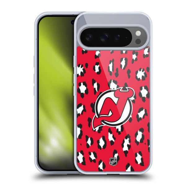 NHL New Jersey Devils Leopard Pattern Soft Gel Case for Google Pixel 9 Pro XL