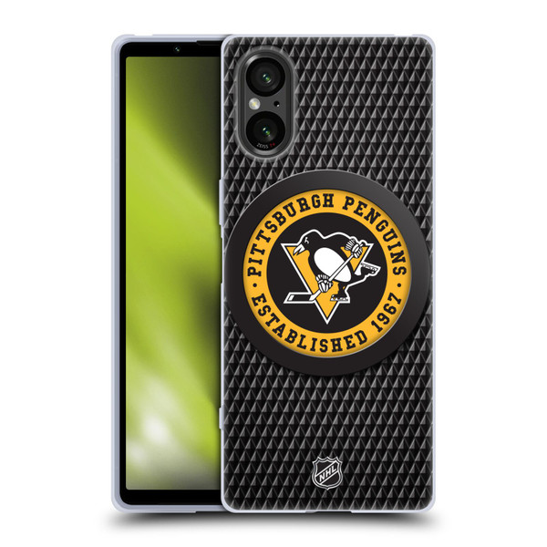NHL Pittsburgh Penguins Puck Texture Soft Gel Case for Sony Xperia 5 V 5G