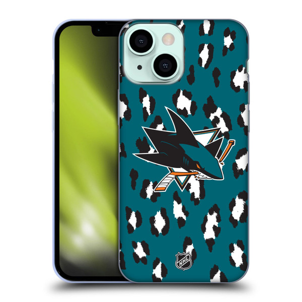 NHL San Jose Sharks Leopard Pattern Soft Gel Case for Apple iPhone 13 Mini