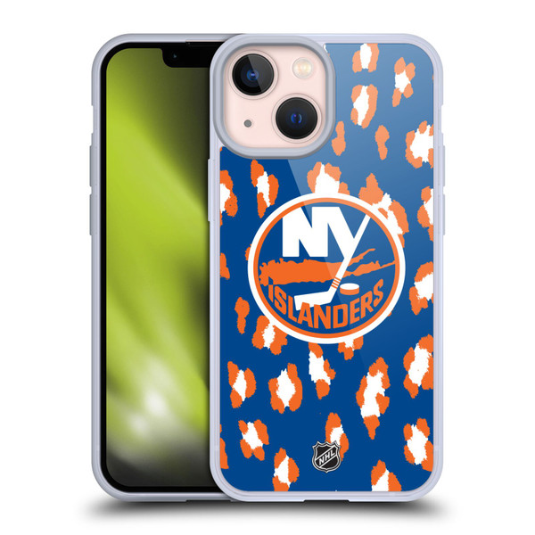 NHL New York Islanders Leopard Pattern Soft Gel Case for Apple iPhone 13 Mini