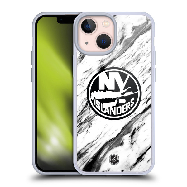 NHL New York Islanders Marble Soft Gel Case for Apple iPhone 13 Mini