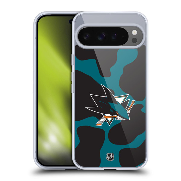 NHL San Jose Sharks Cow Pattern Soft Gel Case for Google Pixel 9 Pro XL