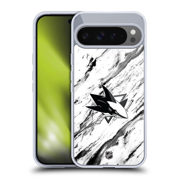NHL San Jose Sharks Marble Soft Gel Case for Google Pixel 9 Pro XL