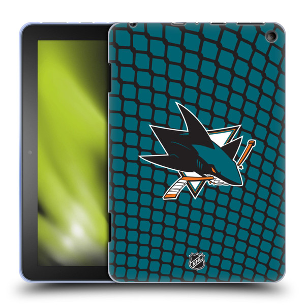 NHL San Jose Sharks Net Pattern Soft Gel Case for Amazon Fire HD 8/Fire HD 8 Plus 2020