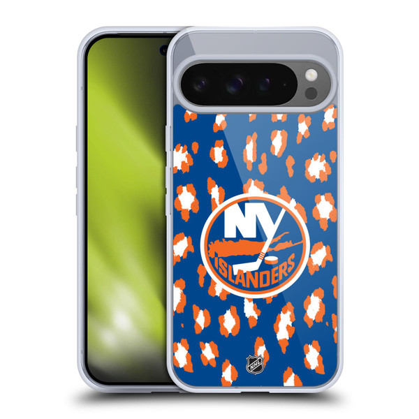 NHL New York Islanders Leopard Pattern Soft Gel Case for Google Pixel 9 Pro XL