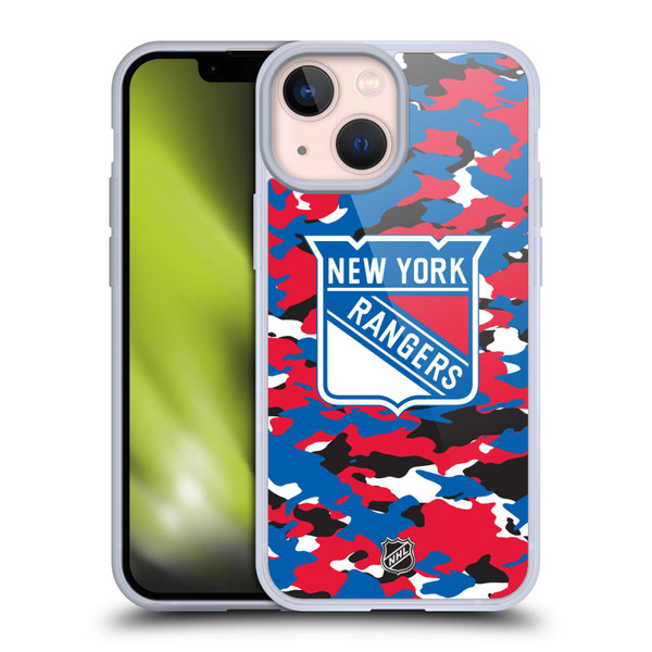 NHL New York Rangers Camouflage Soft Gel Case for Apple iPhone 13 Mini & MagSafe