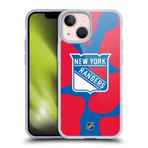 NHL New York Rangers Cow Pattern Soft Gel Case for Apple iPhone 13 Mini