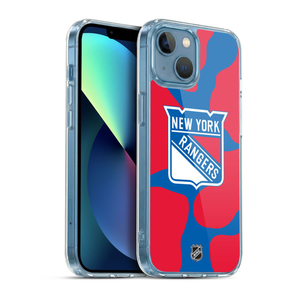 NHL New York Rangers Cow Pattern Soft Gel Case for Apple iPhone 13 Mini & MagSafe