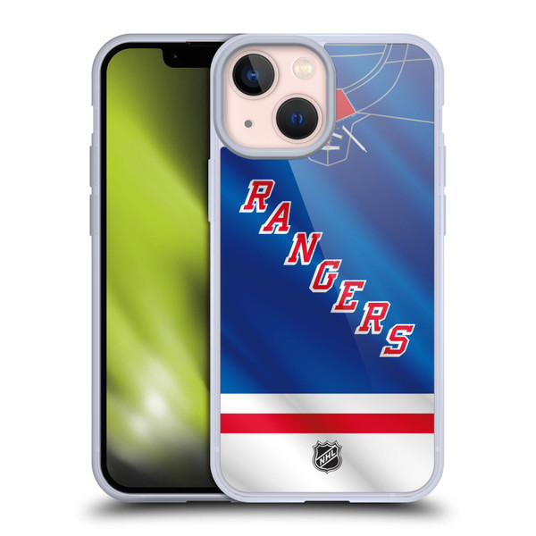 NHL New York Rangers Jersey Soft Gel Case for Apple iPhone 13 Mini NHL New York Rangers Jersey Soft Gel Case for Apple iPhone 13 Mini