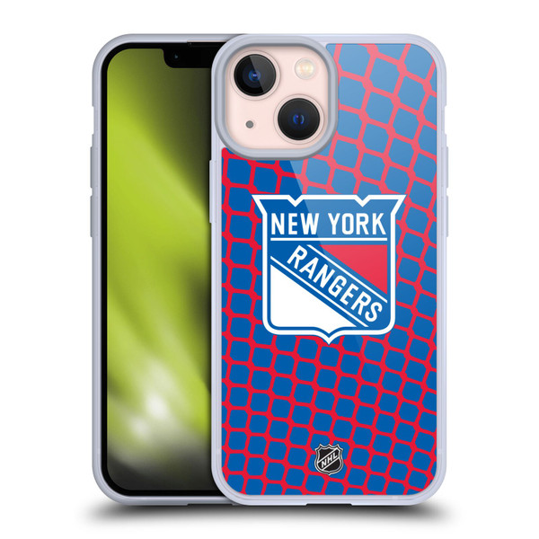 NHL New York Rangers Net Pattern Soft Gel Case for Apple iPhone 13 Mini & MagSafe