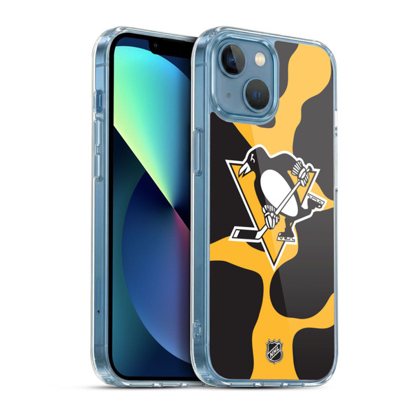 NHL Pittsburgh Penguins Cow Pattern Soft Gel Case for Apple iPhone 13 Mini & MagSafe
