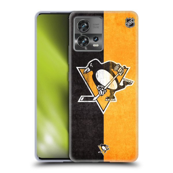 NHL Pittsburgh Penguins Half Distressed Soft Gel Case for Motorola Moto Edge 30 Fusion