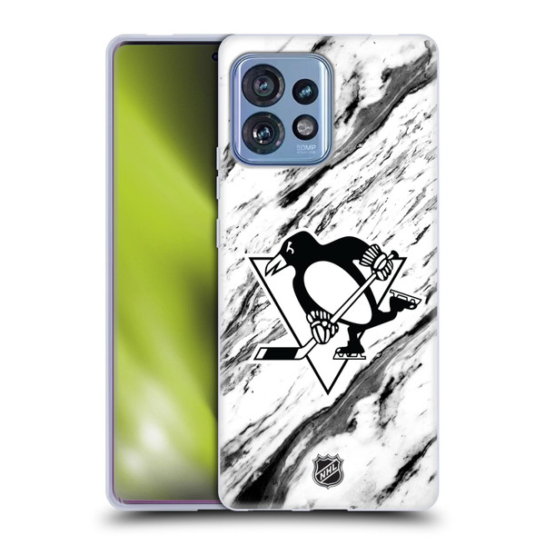NHL Pittsburgh Penguins Marble Soft Gel Case for Motorola Moto Edge 40 Pro/Plus 2023