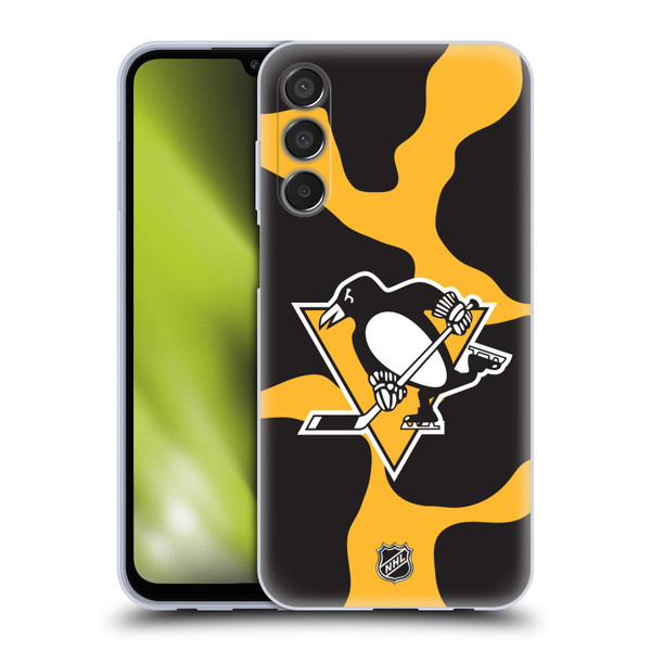 NHL Pittsburgh Penguins Cow Pattern Soft Gel Case for Samsung Galaxy M15/F15 5G
