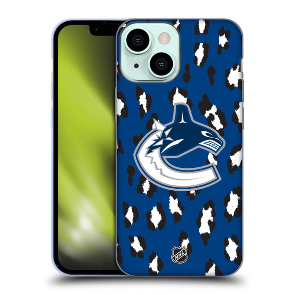 NHL Vancouver Canucks Leopard Pattern Soft Gel Case for Apple iPhone 13 Mini
