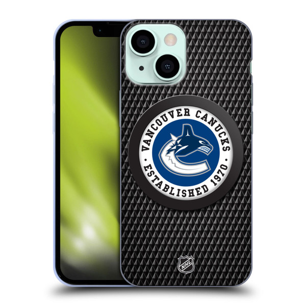 NHL Vancouver Canucks Puck Texture Soft Gel Case for Apple iPhone 13 Mini