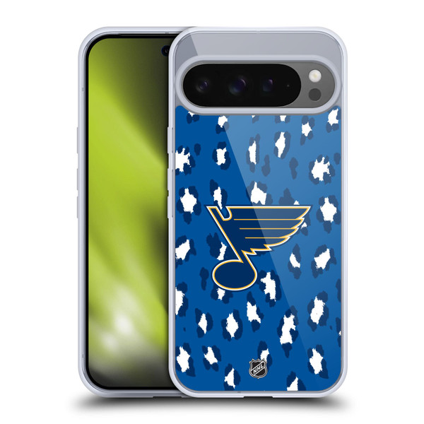 NHL St Louis Blues Leopard Pattern Soft Gel Case for Google Pixel 9 Pro XL