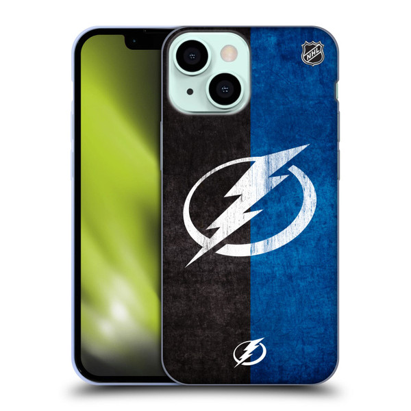 NHL Tampa Bay Lightning Half Distressed Soft Gel Case for Apple iPhone 13 Mini