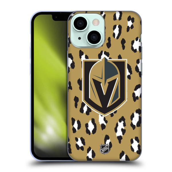 NHL Vegas Golden Knights Leopard Pattern Soft Gel Case for Apple iPhone 13 Mini