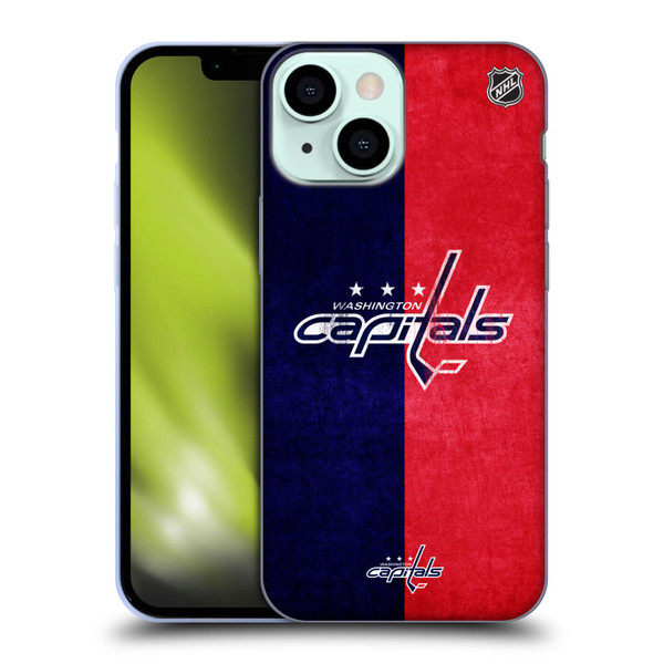 NHL Washington Capitals Half Distressed Soft Gel Case for Apple iPhone 13 Mini