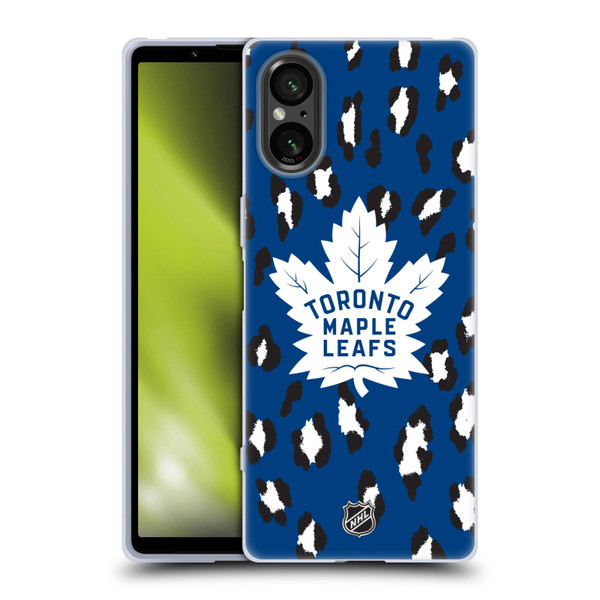 NHL Toronto Maple Leafs Leopard Patten Soft Gel Case for Sony Xperia 5 V 5G