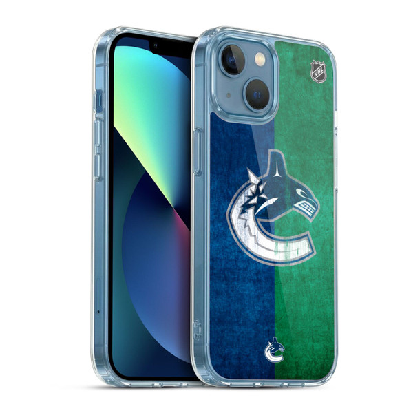 NHL Vancouver Canucks Half Distressed Soft Gel Case for Apple iPhone 13 Mini & MagSafe