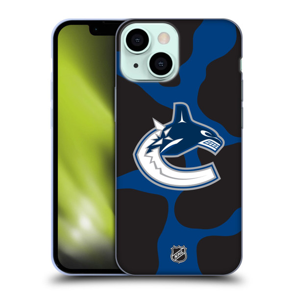 NHL Vancouver Canucks Cow Pattern Soft Gel Case for Apple iPhone 13 Mini