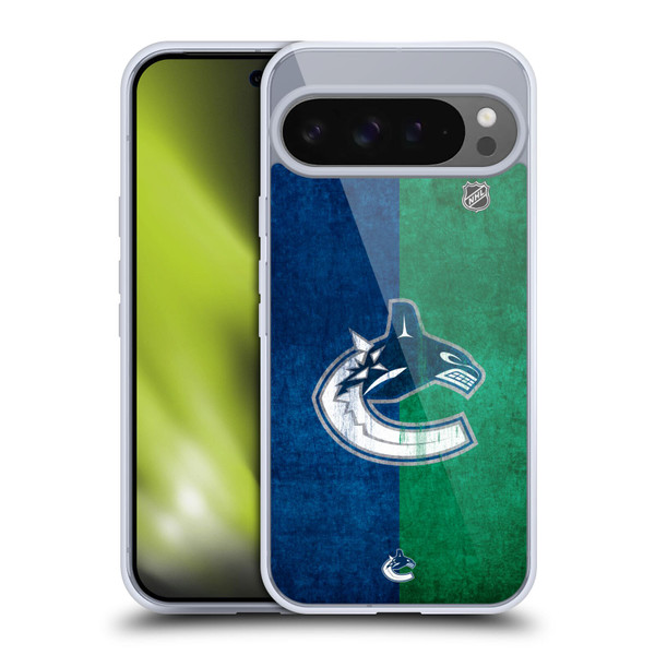 NHL Vancouver Canucks Half Distressed Soft Gel Case for Google Pixel 9 Pro XL