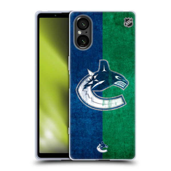 NHL Vancouver Canucks Half Distressed Soft Gel Case for Sony Xperia 5 V 5G