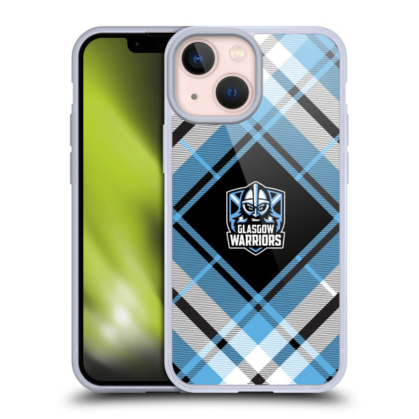 Glasgow Warriors Logo 2 Diagonal Tartan Soft Gel Case for Apple iPhone 13 Mini