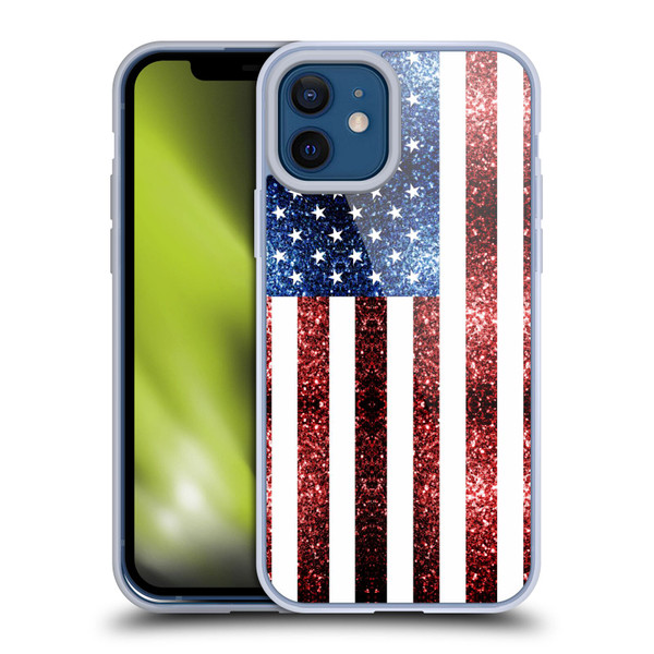 PLdesign Flags USA Glitters Soft Gel Case for Apple iPhone 12 / iPhone 12 Pro