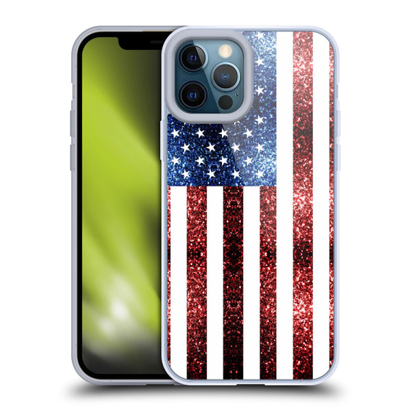 PLdesign Flags USA Glitters Soft Gel Case for Apple iPhone 12 Pro Max