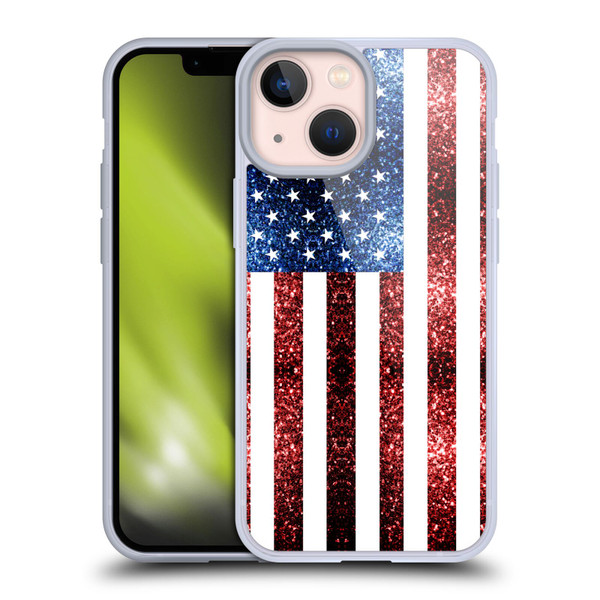 PLdesign Flags USA Glitters Soft Gel Case for Apple iPhone 13 Mini