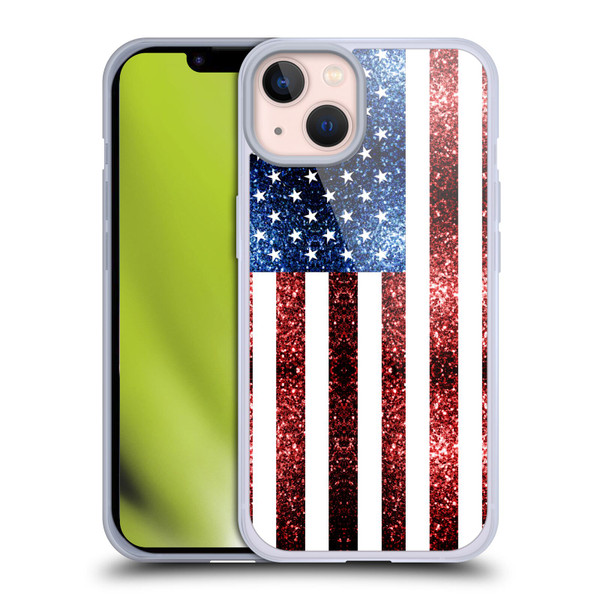 PLdesign Flags USA Glitters Soft Gel Case for Apple iPhone 13