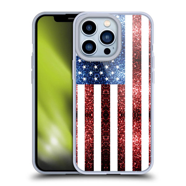 PLdesign Flags USA Glitters Soft Gel Case for Apple iPhone 13 Pro