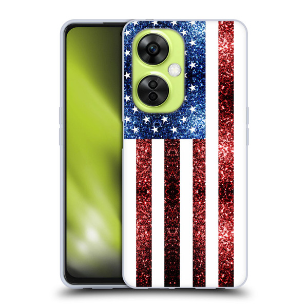 PLdesign Flags USA Glitters Soft Gel Case for OnePlus Nord CE 3 Lite 5G